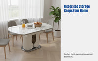 Sintered Stone Dining Table, Modern Multifunctional Extendable Table with Built-in Electric Warming Plate, Transformable Round Table, Home Furniture