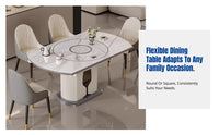 Sintered Stone Dining Table, Modern Multifunctional Extendable Table with Built-in Electric Warming Plate, Transformable Round Table, Home Furniture