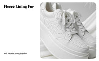 Men's Winter elevated athletic shoes, Faux Leather Thick Sole, Lace-Up cream relaxed Shoes, Warm Lined, Height Increasing