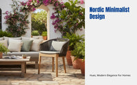 Outdoor Solid Wood Rattan Sofa, Modern Minimalist Lounge Chair, Patio Set