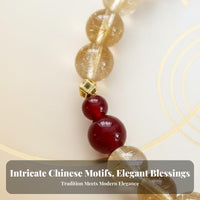Fortune Blessing Bracelet, New Chinese design, Handmade Red chalcedony Imitation Yellow Crystal Jewelry