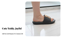 2025 Cartoon teddy house shoes, Unisex Summer Indoor Outdoor Non-Slip Thick Sole, Couple Home Bathroom Slides