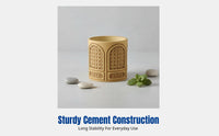 Retro Cement Flower Pot, Woven Lattice Pattern Planter with Tray, Indoor and Balcony Decoration