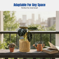 Retro Cement Flower Pot, Woven Lattice Pattern Planter with Tray, Indoor and Balcony Decoration