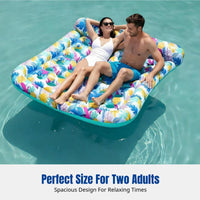 Inflatable Pool Float, Double Water Lounger, PVC Air Mattress, Exotic Print, Party, Random Design