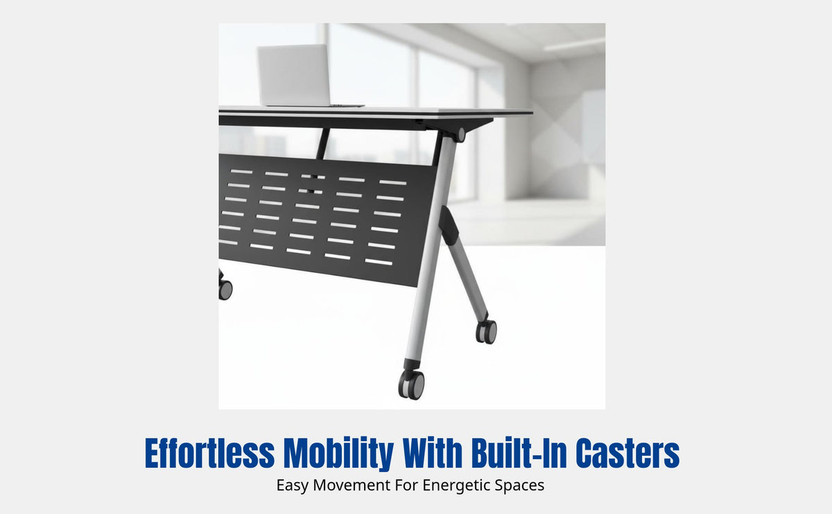 Foldable Training Table, Mobile Conference Desk, Double Workstation, Adjustable Design for Office, Education, Meeting