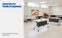 Foldable Training Table, Mobile Conference Desk, Double Workstation, Adjustable Design for Office, Education, Meeting