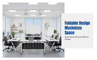 Foldable Training Table, Mobile Conference Desk, Double Workstation, Adjustable Design for Office, Education, Meeting