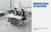 Foldable Training Table, Mobile Conference Desk, Double Workstation, Adjustable Design for Office, Education, Meeting