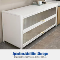 Sintered Stone Kitchen Organizer Cabinet, Freestanding Multi-Functional Storage Rack, Adjustable Sideboard