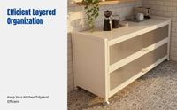 Sintered Stone Kitchen Organizer Cabinet, Freestanding Multi-Functional Storage Rack, Adjustable Sideboard