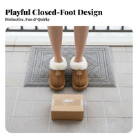 Cute Chunky elevated house shoes, Plush Closed foot, Winter Warm Furry Cotton winter Boots for Women
