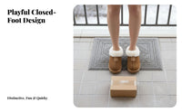 Cute Chunky elevated house shoes, Plush Closed foot, Winter Warm Furry Cotton winter Boots for Women