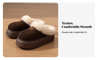 Cute Chunky elevated house shoes, Plush Closed foot, Winter Warm Furry Cotton winter Boots for Women