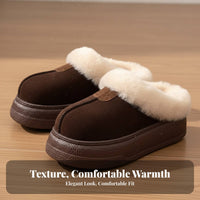 Cute Chunky elevated house shoes, Plush Closed foot, Winter Warm Furry Cotton winter Boots for Women