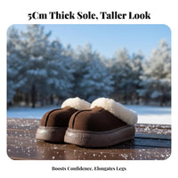 Cute Chunky elevated house shoes, Plush Closed foot, Winter Warm Furry Cotton winter Boots for Women