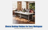 Splicing Desk with Casters, Folding Training Table and Chair, Office Meeting Room Furniture