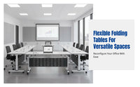 Splicing Desk with Casters, Folding Training Table and Chair, Office Meeting Room Furniture