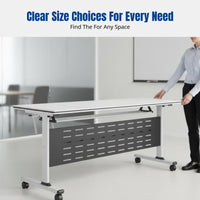 Splicing Desk with Casters, Folding Training Table and Chair, Office Meeting Room Furniture