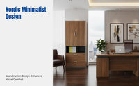 Engineered Wood Filing Cabinet, Storage Shelf, Office Organizer, Modern Minimalist, Floor Standing, Sliding Door