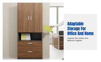 Engineered Wood Filing Cabinet, Storage Shelf, Office Organizer, Modern Minimalist, Floor Standing, Sliding Door