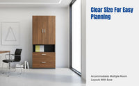Engineered Wood Filing Cabinet, Storage Shelf, Office Organizer, Modern Minimalist, Floor Standing, Sliding Door