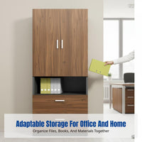 Engineered Wood Filing Cabinet, Storage Shelf, Office Organizer, Modern Minimalist, Floor Standing, Sliding Door