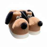Cartoon Dog Plush Winter Boots, Comfortable Non-Slip House Slippers, Unisex Couple Shoes