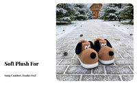 Cartoon Dog Plush Winter Boots, Comfortable Non-Slip House Slippers, Unisex Couple Shoes