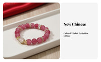 flower crystal Gourd Hand String, Red flower Beads, Elegant fortunate decoration, Modern Chinese design