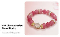 flower crystal Gourd Hand String, Red flower Beads, Elegant fortunate decoration, Modern Chinese design