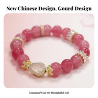 flower crystal Gourd Hand String, Red flower Beads, Elegant fortunate decoration, Modern Chinese design