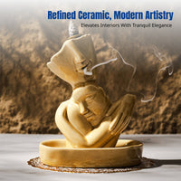 Backflow Incense Burner, Hug Woman Ceramic Sculpture, Creative Gift Set, Arabic Home Accent