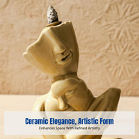 Backflow Incense Burner, Hug Woman Ceramic Sculpture, Creative Gift Set, Arabic Home Accent