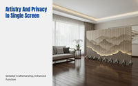 Chinese Style Wooden Screen Divider, Folding Partition, Movable Privacy Panel for Living Room, Office, Hotel Entryway, Vintage Floral Pattern