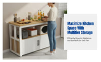 Kitchen Floor Standing Storage Rack, Multitier Organizer Cabinet, Cutting Table, Multi-Functional Counter for Home, Rental, Commercial Use
