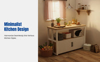 Kitchen Floor Standing Storage Rack, Multitier Organizer Cabinet, Cutting Table, Multi-Functional Counter for Home, Rental, Commercial Use