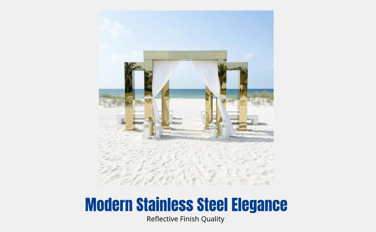 Stainless Steel Wedding Backdrop Stand Silver Pillar Arch, Outdoor Stage Decoration