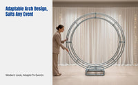 Wedding Arch Frame, Semi-Circular Iron Backdrop, Modern Curved Ceremony Frame, Customizable Size, Alabaster or Black
