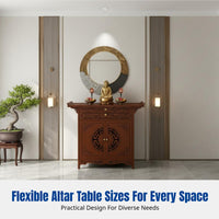 Shrine Console Table, Hardwood Altar, Chinese Meditation Entryway Table for Home, Living Room, Cabinet