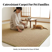 Polyester Sisal-Look Carpet, Entryway Rug, Japanese design, Living Room, Bedroom, Large Size, Anti-Slip