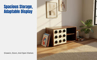 Mid-Century TV Stand, Vintage Adjustable Storage Cabinet, Small Space Organizer