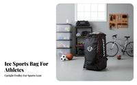 Ice Sports Gear Bag, Upright Rolling Trolley, Polyester, For Kids Adults
