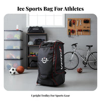 Ice Sports Gear Bag, Upright Rolling Trolley, Polyester, For Kids Adults