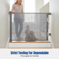 Kids Gate, Retractable Pet Barrier, Adjustable Stair Guard, Home Security Fence, 86cm High, Flexible Length