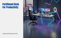 Adjustable Computer Desk, Height Adjustable Workstation, Dual Display Table for Bedroom, Streaming, Office