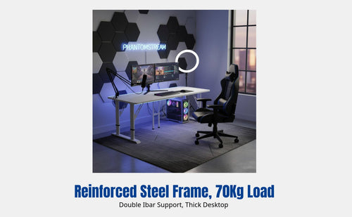 Adjustable Computer Desk, Height Adjustable Workstation, Dual Display Table for Bedroom, Streaming, Office
