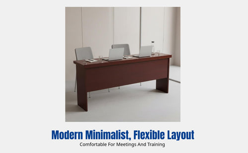 Conference Table, Sturdy Wood Veneer Rectangular Desk, Modern Training Table, Office Meeting Room Furniture