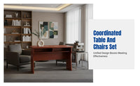 Conference Table, Rectangular Office Desk, Sturdy Wood Veneer, Customizable, Meeting Room