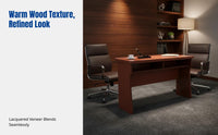 Conference Table, Rectangular Office Desk, Sturdy Wood Veneer, Customizable, Meeting Room